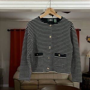 Vintage Black/White Stripe Jacket/Blazer by Galinda Wang Size M